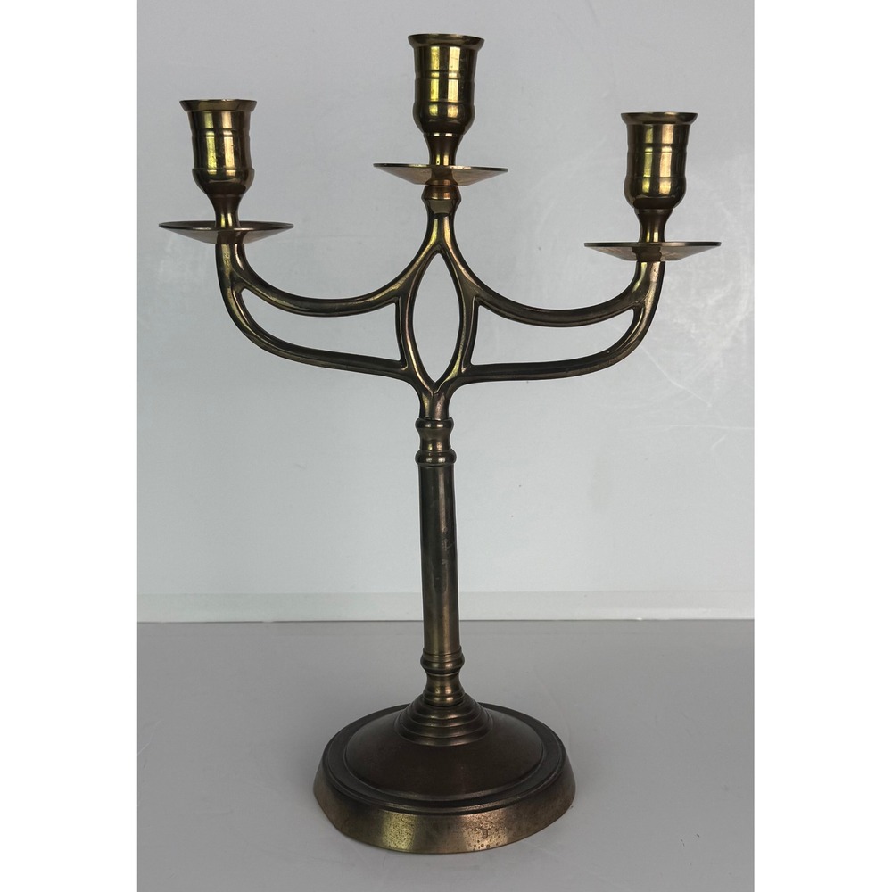 Vintage Brass 3 Arm Candelabra Candle Holder Made in India Mid Century Style